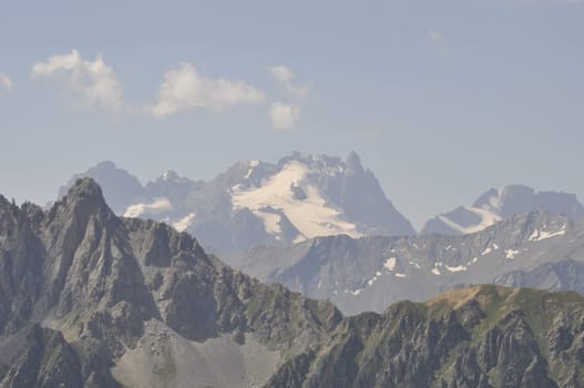 Mountain panorama of Savoy near Valloire.