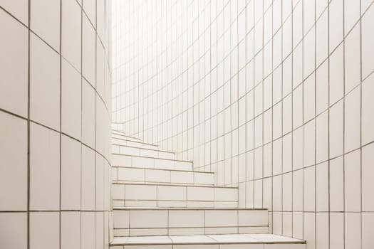 Contemporary white staircase. Apartment indoor, luxury interior - nobody