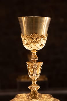 MILAN, ITALY - JULY 28, 2024: chalice of Pope Pius VI, beginning of 17th century - Cathedral Museum.
