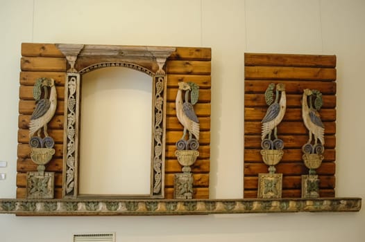 Carving on wood on cash and cantikas. Ancient Russian creativity. Museum of Russian Culture.