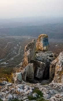 Rocks in Crimea. The rocks of the rocks of Crimea. The output of limestone sediment