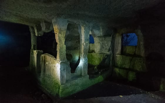a Ancient caves in the Crimean mountains.