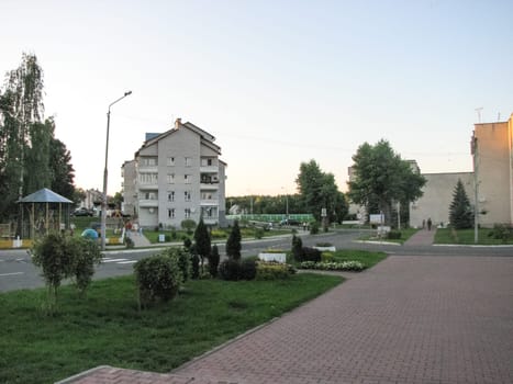 Resort village Naroch, buildings and courtyards and streets in the village.