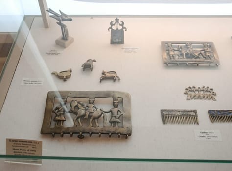 Moscow, Russia - May 24, 2019: Figures of animals and fairy-tale characters in the museum of Russian culture.