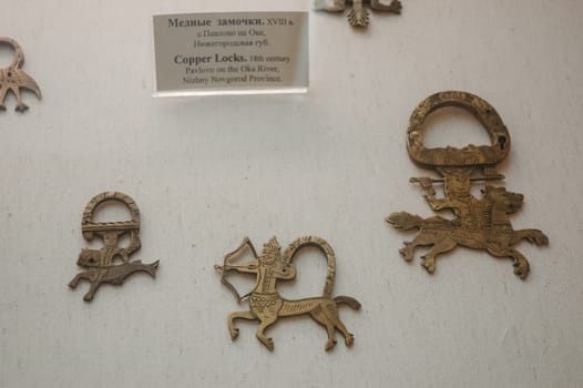 Moscow, Russia - May 24, 2019: Figures of animals and fairy-tale characters in the museum of Russian culture.