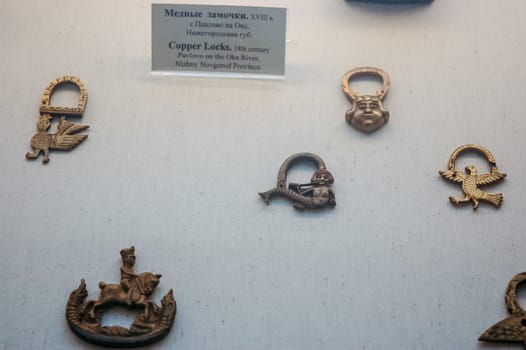 Moscow, Russia - May 24, 2019: Figures of animals and fairy-tale characters in the museum of Russian culture.
