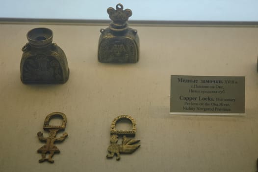 Moscow, Russia - May 24, 2019: Figures of animals and fairy-tale characters in the museum of Russian culture.