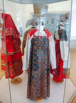 Russian national costume is a woman's suit. Clothes of the peoples of Russia.