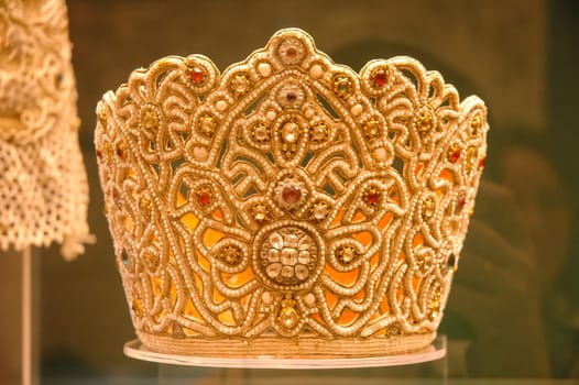 Kokoshnik, Element of the Russian national costume of women. Russian national clothing.