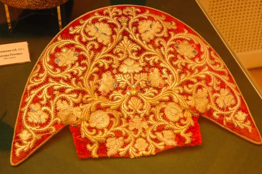 Kokoshnik, Element of the Russian national costume of women. Russian national clothing.