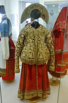 Russian national costume is a woman's suit. Clothes of the peoples of Russia.
