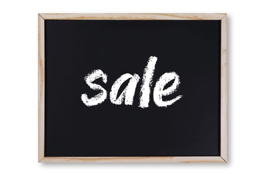 A sale word in chalk on chalkboard with clipping path to remove shadow