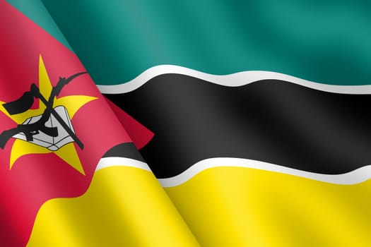 A Mozambique waving flag 3d illustration wind ripple