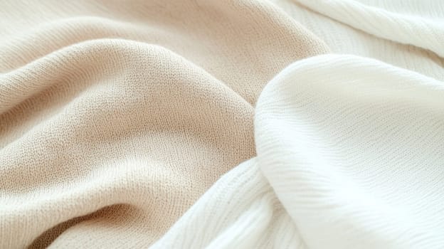 Soft beige and white knitted fabric texture background, AI Generated