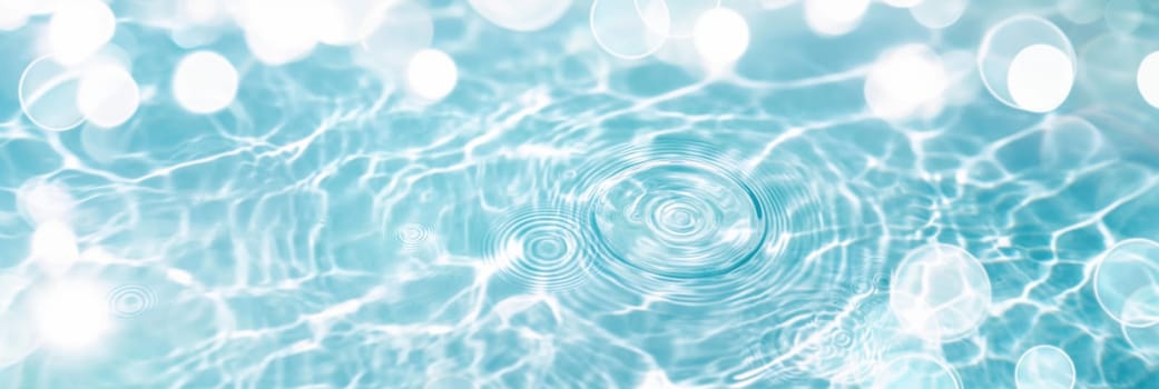 Ripples in clear blue water with abstract circular patterns, suitable as calming SPA background, AI generated