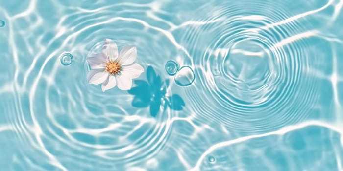 Pink flowers floating on water surface with ripples, perfect for SPA background, AI generated