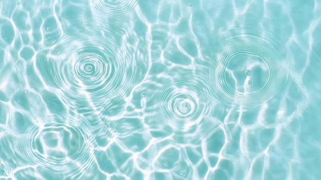 Ripples in clear blue water with abstract circular patterns, suitable as calming SPA background, AI generated