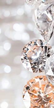 Diamonds with sparkling facets on bokeh background, concept of luxury and elegance, AI generated