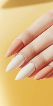 Elegant manicure closeup with neutral color nail polish, quiet luxury style, AI generated