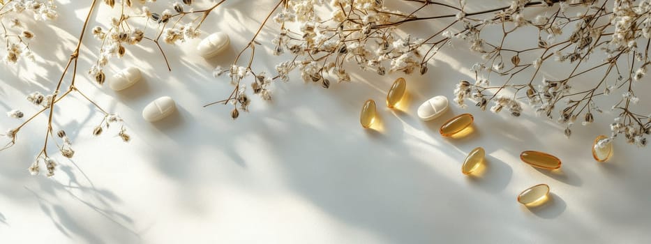 Supplements and vitamins with medicinal herbs. Selective focus. Generative AI, medical