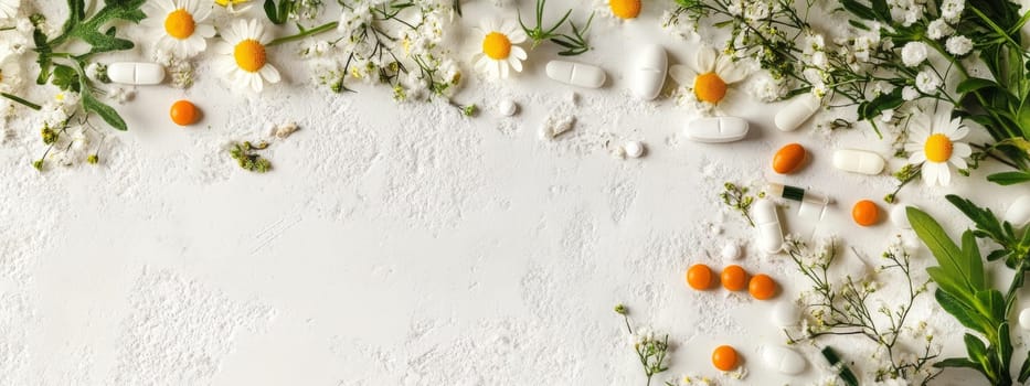 Supplements and vitamins with medicinal herbs. Selective focus. Generative AI, medical