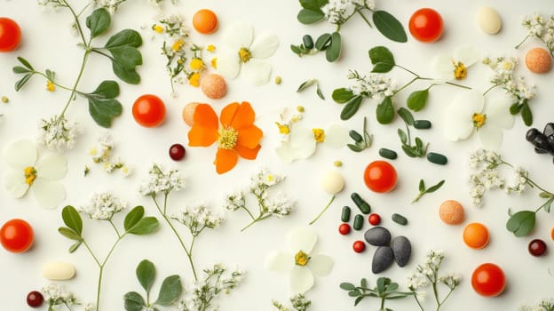 Supplements and vitamins with medicinal herbs. Selective focus. Generative AI, medical