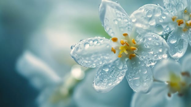 Beautiful snowdrops. selective focus. Generative AI
