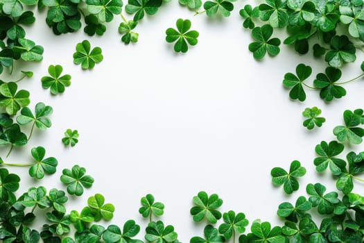 saint patrick's day green clover petal simple paper greeting card message note on minimalist simple mockup..