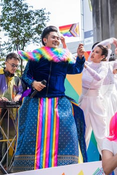 Bangkok, Thailand - JUN 4, 2023 Siam Center The World of Freedom and Pride 2023, The short action and atmosphere of people joins celebrations in the event.