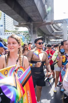 Bangkok, Thailand - JUN 4, 2023 Siam Center The World of Freedom and Pride 2023, The short action and atmosphere of people joins celebrations in the event.