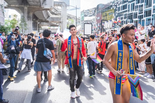 Bangkok, Thailand - JUN 4, 2023 Siam Center The World of Freedom and Pride 2023, The short action and atmosphere of people joins celebrations in the event.