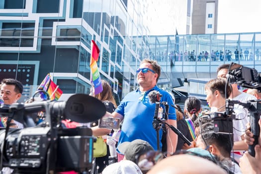 Bangkok, Thailand - JUN 4, 2023 Siam Center The World of Freedom and Pride 2023, The short action and atmosphere of people joins celebrations in the event.