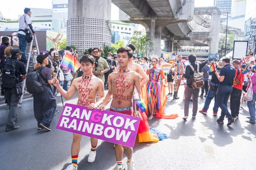 Bangkok, Thailand - JUN 4, 2023 Siam Center The World of Freedom and Pride 2023, The short action and atmosphere of people joins celebrations in the event.