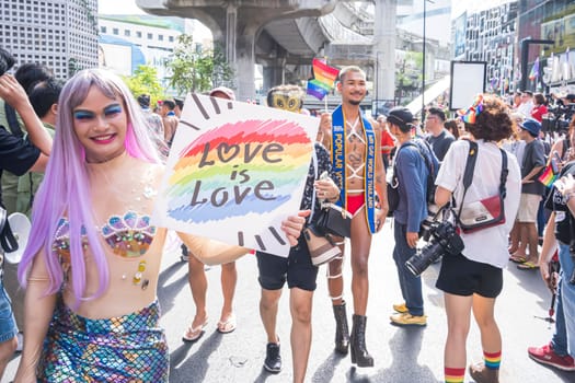 Bangkok, Thailand - JUN 4, 2023 Siam Center The World of Freedom and Pride 2023, The short action and atmosphere of people joins celebrations in the event.