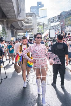 Bangkok, Thailand - JUN 4, 2023 Siam Center The World of Freedom and Pride 2023, The short action and atmosphere of people joins celebrations in the event.