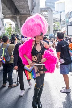 Bangkok, Thailand - JUN 4, 2023 Siam Center The World of Freedom and Pride 2023, The short action and atmosphere of people joins celebrations in the event.