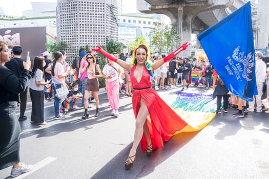 Bangkok, Thailand - JUN 4, 2023 Siam Center The World of Freedom and Pride 2023, The short action and atmosphere of people joins celebrations in the event.