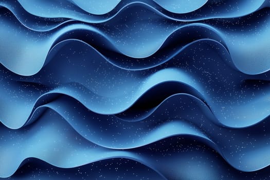 Curved layers of blue material flow smoothly, showcasing a blend of light and shadow with a textured appearance.