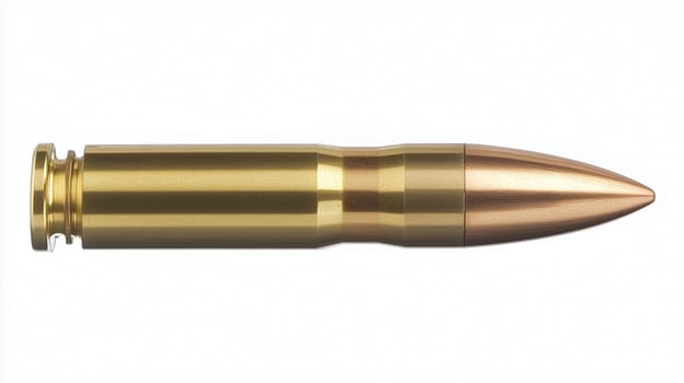 Close up of bullet cartridge isolated on white background