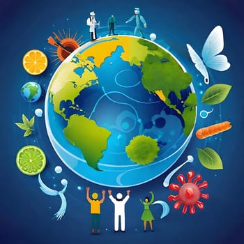 International Immunity Day health may 2025 healthcare symbol globe planet people doctor doctors patients infographic poster illustration ecology climate earth geography. High quality 3d illustration generated ai alt