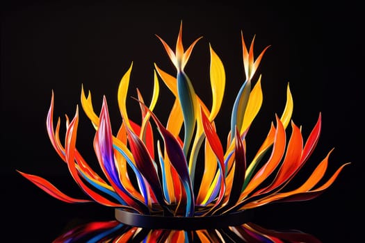 A truly stunning floral sculpture that showcases vibrant colors along with elegant and intricate designs