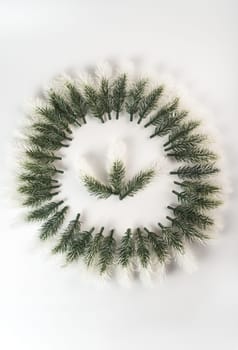 Fake fir tree branch for decorating of bouquets and home.