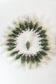 Fake fir tree branch for decorating of bouquets and home.