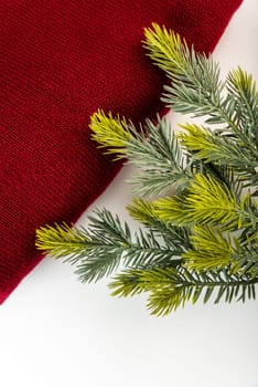 Fake fir tree branch for decorating of bouquets and home
