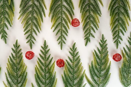 Fake fir tree branch for decorating of bouquets and home