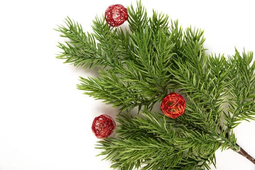 Fake fir tree branch for decorating of bouquets and home.