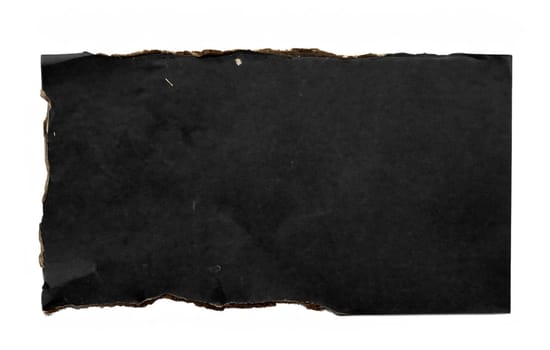 Black paper background. Old black empty paper cardboard on white background