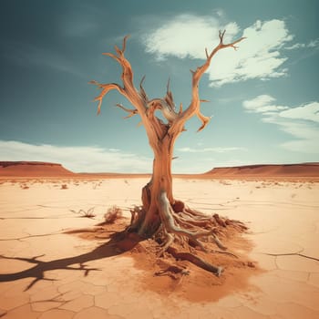 A tree in the desert died without water. High quality photo
