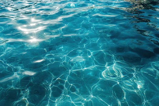 Ripples of crystal clear sea water with the reflection of the sun. View from above