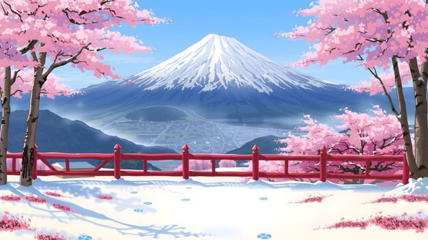 The Mountain Fuji in spring ,Cherry blossom Sakura